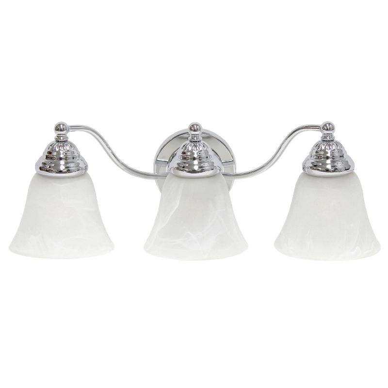 3 Light Curved Metal and Alabaster White Glass Shade Vanity Wall Light Fixture - Lalia Home, 1 of 10