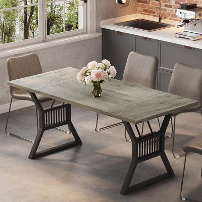 70.8″ Farmhouse Dining Table for 6–8 with Waterproof Wood Top & Heavy-Duty Metal Legs, Rectangular Kitchen & Multi-Purpose Table