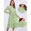 INSPIRE CHIC Women's Floral Mock Neck Long Sleeve Elastic Waist Flowy Midi Dress - 2 of 4