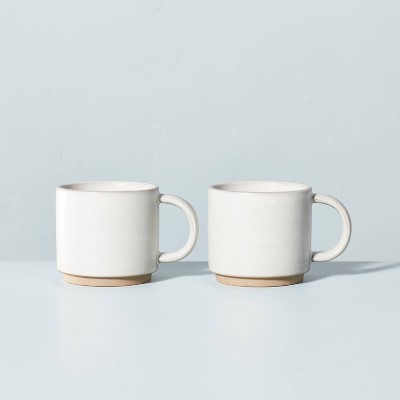 2pk 8oz Modern Rim Stoneware Mug Set Cream/Clay - Hearth & Hand™ with Magnolia