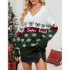 Clearlove Women's Ugly Christmas Sweater V-Neck Snowflake Sweater Long Sleeve Drop-Shoulder Festive Knit Pullover - 3 of 4