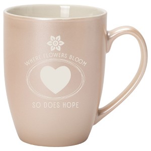 Elanze Designs Where Flowers Bloom So Does Hope 10 Ounce Ceramic Laser-Etched Engraved Drinkware Mug, Metallic Precious Pearl - 1 of 4