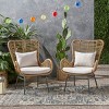 Set of 2 Modern Wicker Accent Arm Chairs with Cushions, Indoor/Outdoor Lounge Chairs for Patio, Balcony, or Sunroom – The Pop Home - 2 of 4