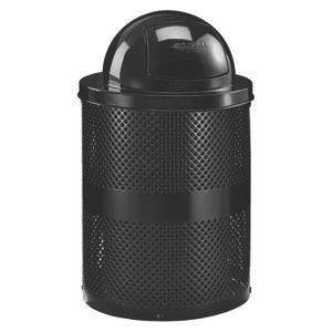 Outdoor Perforated Steel Trash Can with Dome Lid, 36 gal, Steel, Black - 1 of 1