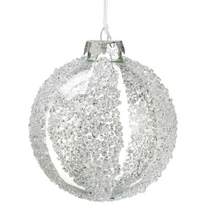 Allstate 4" Striped Glass Ball Christmas Ornament - Clear