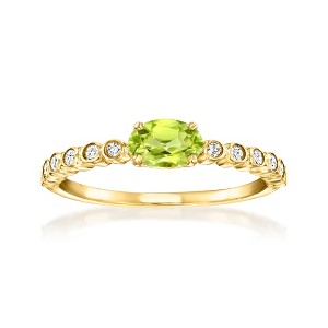 RS Pure by Ross-Simons 0.50 Carat Peridot Ring With .10 ct. t.w. Diamonds in 14kt Yellow Gold - 1 of 4