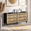 Okak Rustic 3 Drawers Rattan Dresser, Wooden Chest Storage Cabinet Organizer for Bedroom,Living/Dining Room,Hallways,Easy Assembly - 3 of 4
