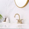 Cobbe Bathroom Faucet Brushed Gold with Pop up Drain & Supply Hoses 2-Handle 360 Degree High Arc Swivel Spout Centerset 4 Inch Vanity Sink Faucet - 3 of 4