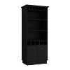Vynxaria Bar Cabinet 70"H  with Wine Rack, Upper Glass Cabinet, three Open Storage Shelves and One Cabinet,Black - 4 of 4