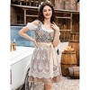 Vintage 3 Piece Dress Costume - Floral Embroidered Square Neck Knee Length Dress with Crop Top and Apron - 4 of 4