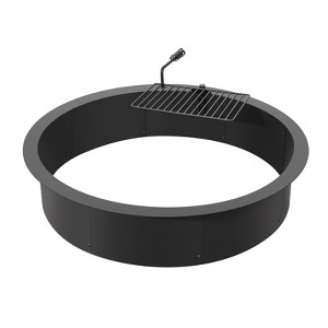 VEVOR Fire Pit Ring, Fire Pit Insert with Barbecue Fire Ring, 40-In Outer/36-In Inner Diameter, 8.5in Height, for Outdoor Camping, Bonfires, Black - 1 of 4