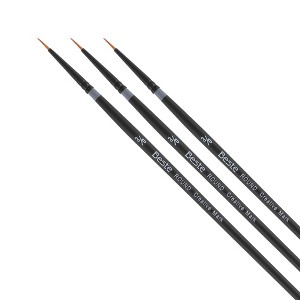 Creative Mark Beste Golden Taklon Round #3x0 Pack of 3 Artist Brushes, Professional Watercolor Brushes, For Acrylic Painting, Short Handle, Sharp - 1 of 4