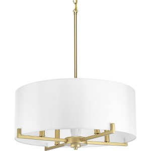 Progress Lighting Palacio 4-Light Pendant, Vintage Gold Finish, White Silk Shade - 1 of 2