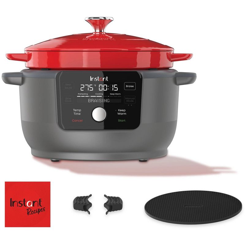 Instant Pot Electric Precision Dutch Oven 5-in-1: Braiser, Slow Cooker, Sear/Saut&#233;, Cooking Pan, 6-Quart- Red, 5 of 8