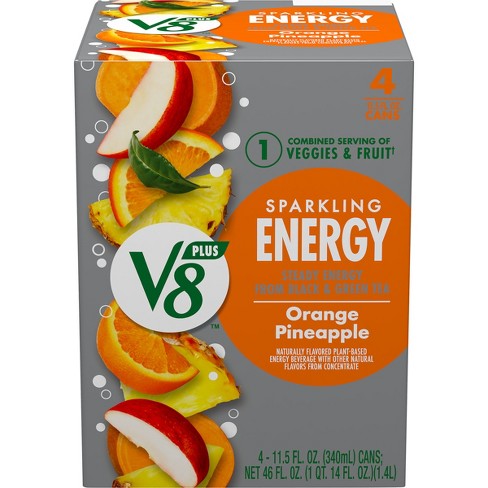 V8 Sparkling +Energy Orange Pineapple Juice Drink - 4pk/11.5 fl oz Cans