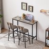 TiramisuBest Bar Table Set with 2 Bar stools PU Soft seat with backrest, Grey, 43.31" L x 15.75" W x 35.43" H. - 2 of 4