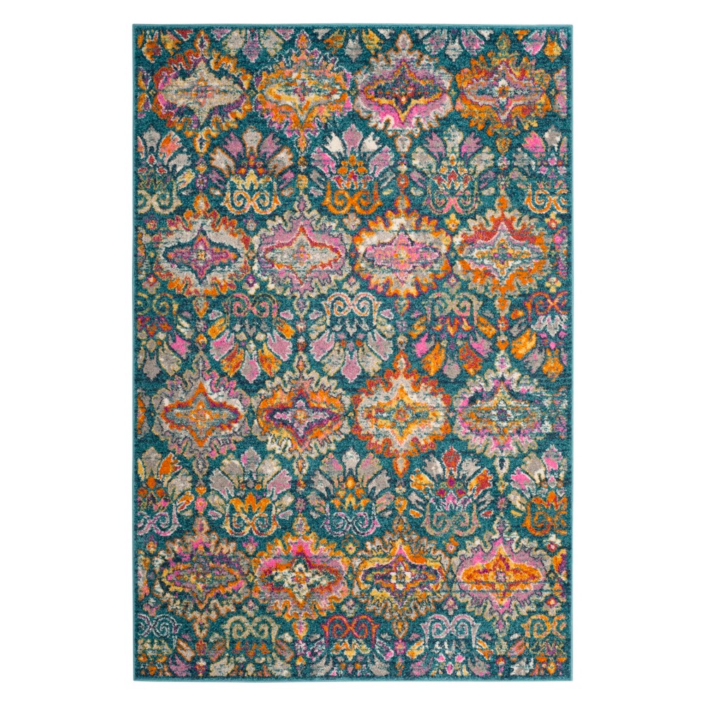 9'x12' Damask Loomed Area Rug Blue/Orange - Safavieh