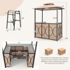 Costway 3 PCS Patio Bar Set with Tempered Glass Bar Table Metal Storage Shelves for Garden Brown/Grey - 3 of 4