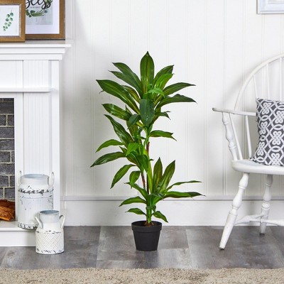 3-Foot Green Plastic Dracaena Faux Potted Plant