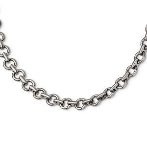 Black Bow Jewelry Men's Stainless Steel 8mm Circle Link Chain Necklace, 20 Inch - 1 of 4