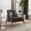 29.2'' Cognac Faux Leather Mid-Century Accent Chair with Cushioned Seat, Solid Wood Frame and Brass-Tipped Legs - 4 of 4