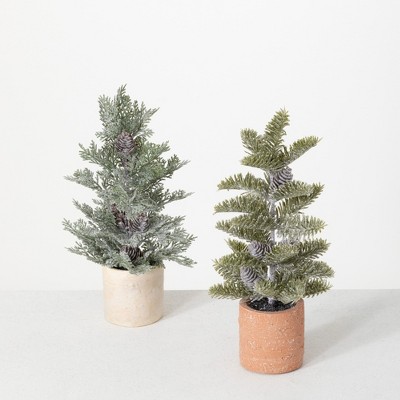 Sullivans 1' & 1' Potted Pine Artificial Tree 12"H & 12"H Green