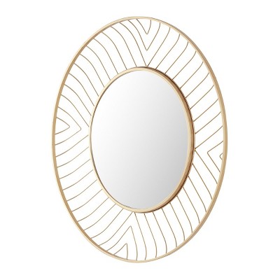 Safavieh 30-Inch Round Gold Geometric Wall Mirror