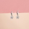 Girls' Groovy CZ Flower Dangles Huggie Hoop Sterling Silver Earrings - In Season Jewelry - 4 of 4