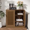 31 in. Tall Wood Grain Storage Cabinet in White, Storage Organizer with 2 Rattan Weave Doors for Bedroom Living/Dinning Room - 2 of 4