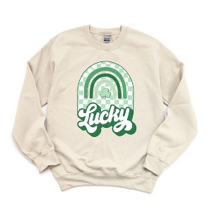 Simply Sage Market Women's Graphic Sweatshirt Lucky Shamrock Rainbow - 1 of 3