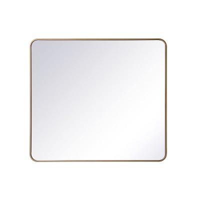 Elegant Lighting Soft corner metal rectangular mirror 36x40 inch in Brass