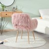 Airsurfer Faux Fur Upholstered Makeup Chair, Modern Side Dining Chair with Sturdy Metal Legs, Cozy and Stylish Seating - 3 of 4