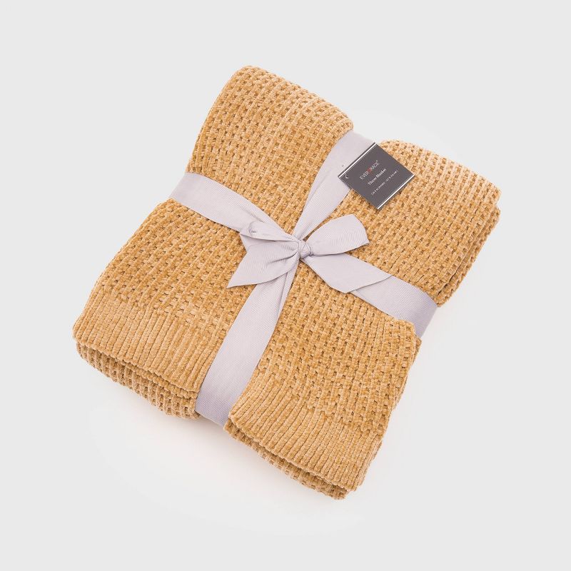50"x60" Shiny Waffle Chenille Knit Throw Blanket - Evergrace, 5 of 10