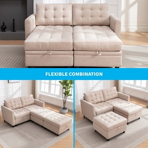 Mjkone Convertible Modular Sectional Sofa with Adjustable Armrest,Movable Storage Ottoman - 1 of 4