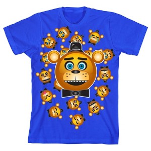 Five Nights at Freddy's Freddy Fazbear Heads Boy's Royal Blue T-shirt - 1 of 3