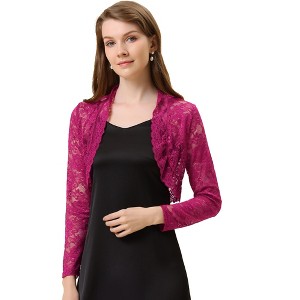 INSPIRE CHIC Women's Elegant Sheer Floral Lace Crop Bolero Shrug - 1 of 4