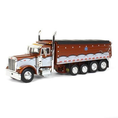First Gear DCP 1/64 Brown & Silver Peterbilt 379 w/ Quad-Axle MAC Dump Body 60-1347