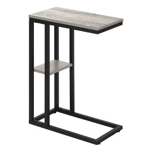Monarch Specialties Accent Table C-Shaped End Side Snack Living Room Bedroom Metal Laminate Grey Black Contemporary Modern - 1 of 3