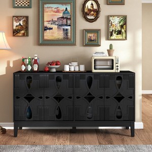 GDFStudio Modern Katrine Mid-Century Modern 60.5" Wood Sideboard with 4 Doors and Adjustable Shelves - 1 of 4