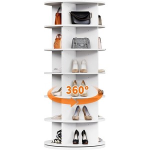 Rotating Shoe Rack Tower, 360° Spinning Shoe Organizer Rotating Shelf, Space-Saving Large Storage Round Carousel for Entryway, Closet & Bedroom - 1 of 4