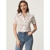 Allegra K Women's Peter Pan Frilled Short Sleeve Floral Cotton Top - image 3 of 4