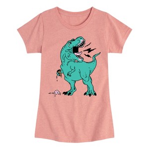 Girls' - Instant Message - Trex Ice Cream Fitted Short Sleeve Graphic T-Shirt - 1 of 4