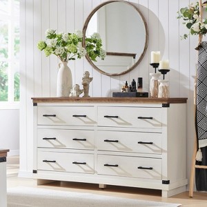 SinCiDo Farmhouse 54"W Dressing Table w/ 6 Drawers,Thick Plate Design,Large Drawer Cabinet/Wardrobe,Bedroom,Living Room & Corridor - 1 of 4