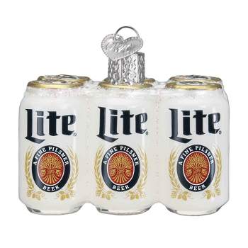 Old World Christmas Miller Lite Six Pack  -  One Glass Ornament 2.25 Inches -  Ornament Beer Can  -  32564  -  Glass  -  White
