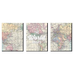 Big Dot of Happiness World Awaits - Wall Art, Kids Room Decor and Travel Map Home Decorations - Gift Ideas - 7.5 x 10 inches - Set of 3 Prints - 1 of 4
