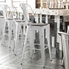 Emma and Oliver Distressed Metal Stools with Backs and Polystyrene Seats for Indoor/Outdoor Use - 2 of 4