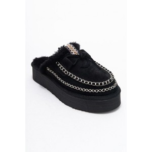 Yalina - Black Genuine Leather Platform Moccasin Slipper (Women) | Forever & Always Shoes - 1 of 4