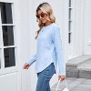 Women's Round Neck Long Sleeve Blouse with Button Detail and Curved Hem Comfortable Casual Pullover Top for Daily Wear - 4 of 4