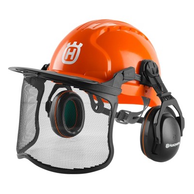 Husqvarna HV-PA-592752601 Forest Helmet with Ear Muffs and Mesh Visor, Orange