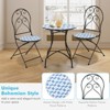 Tangkula 2PCS Outdoor Mosaic Folding Bistro Chairs Patio Chairs with Ceramic Tiles Seat and Exquisite Floral Pattern Blue Seat - 2 of 4
